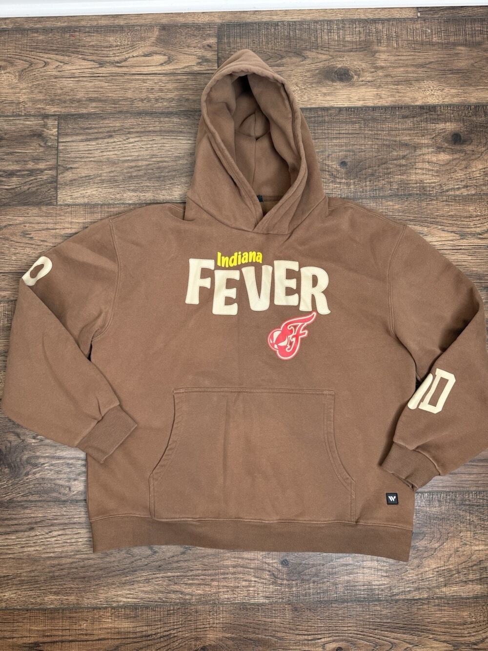 Unisex The Wild Collective Brown Indiana Fever Washed Fleece Hoodie Sz XL